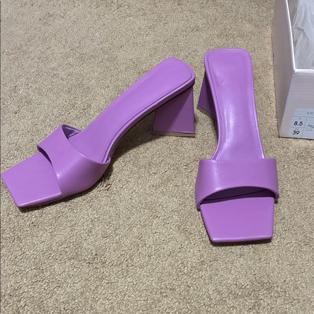 Chinese Laundry Purple Square-Toe Block Heels